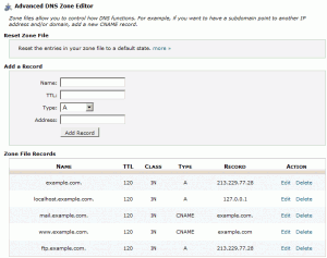 cpanel x3 simple/advanced dns zone editor