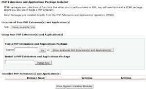 cpanel x3 pear module installer