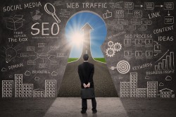 Businessman Looking For Seo Success Road Concept